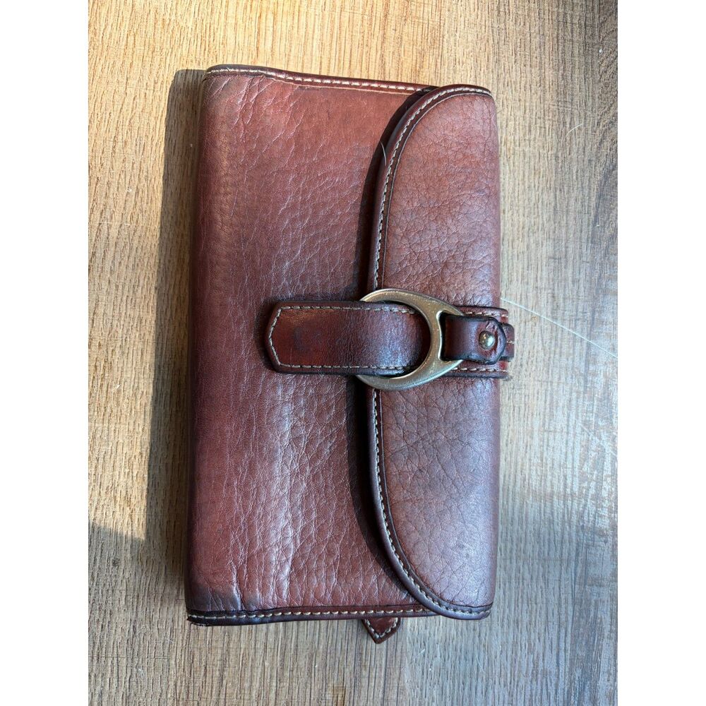 Dooney & Bourke Vintage All Weather Leather AWL Continental Wallet Brown GUC